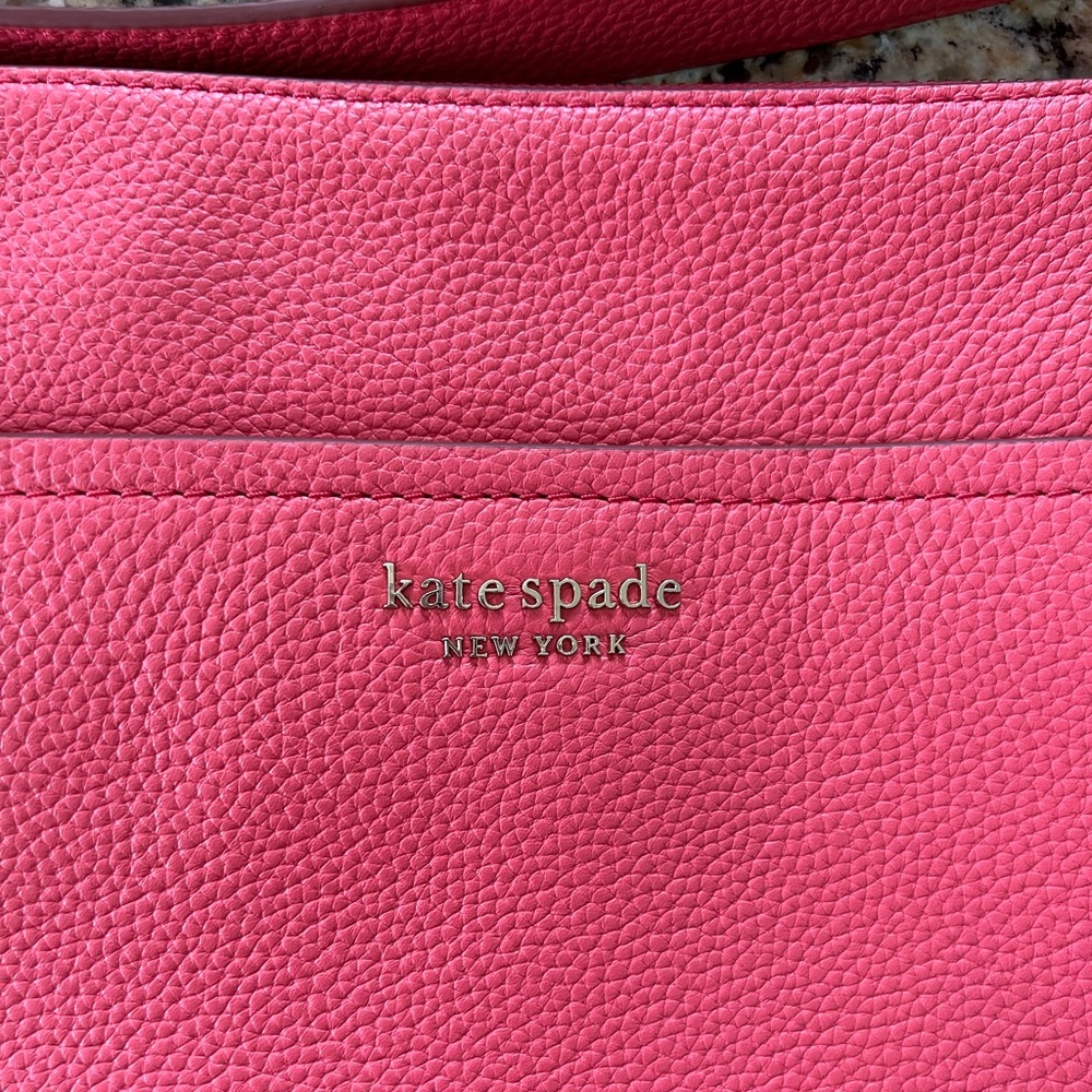 NEW Kate Spade Leather Crossbody Purse Coral 🪸 Pink with Adjustable Strap - Picture 13 of 14